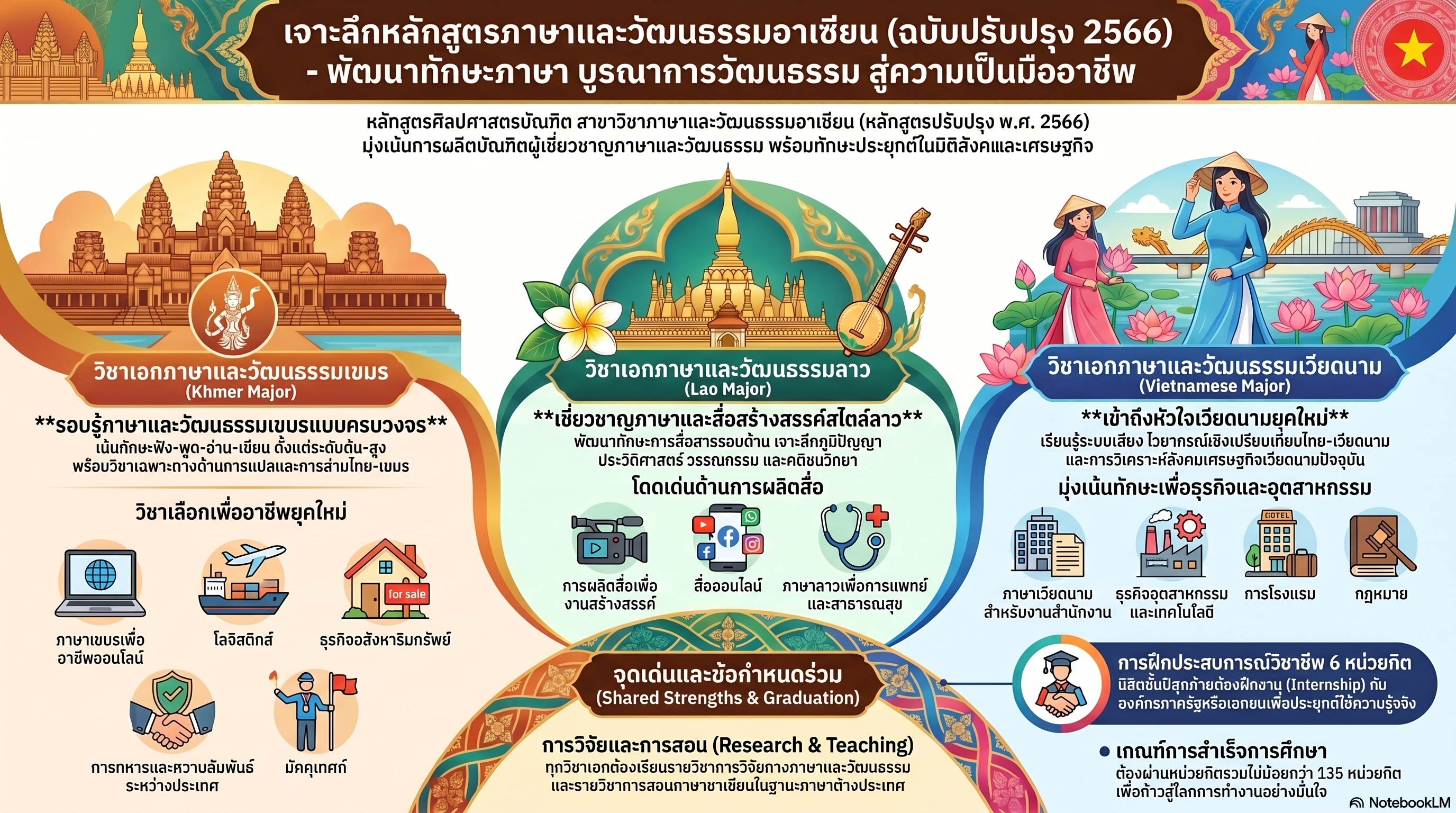 วิชาเอกของหลักสูตร 3 สาขา